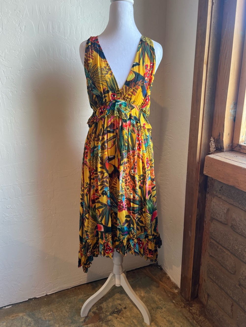 FARM Rio Into The Wild Dress with Yellow Jungle Print